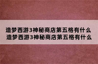 造梦西游3神秘商店第五格有什么 造梦西游3神秘商店第五格有什么